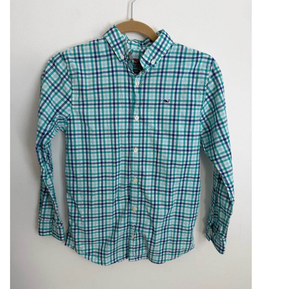 Vineyard Vines Boys Plaid Button Up size medium 12-14